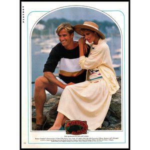 1985 Boston Trader's Clothing Vintage Print Ad Seashore Sail Boats Wall Art